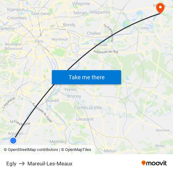 Egly to Mareuil-Les-Meaux map