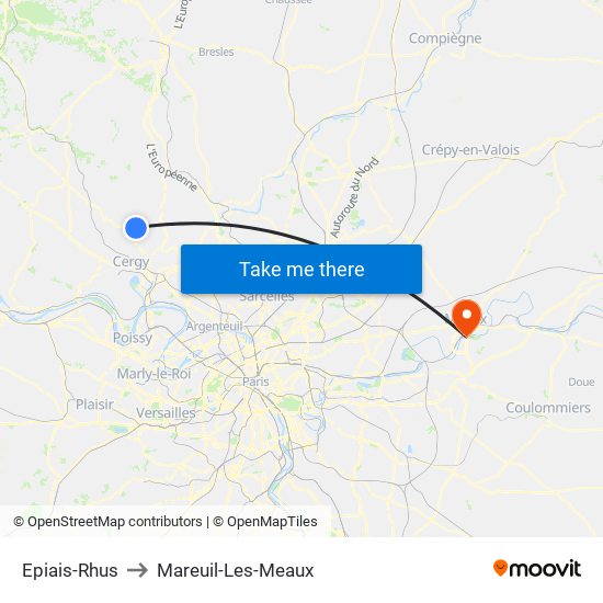 Epiais-Rhus to Mareuil-Les-Meaux map
