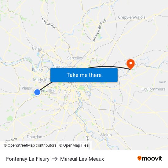 Fontenay-Le-Fleury to Mareuil-Les-Meaux map