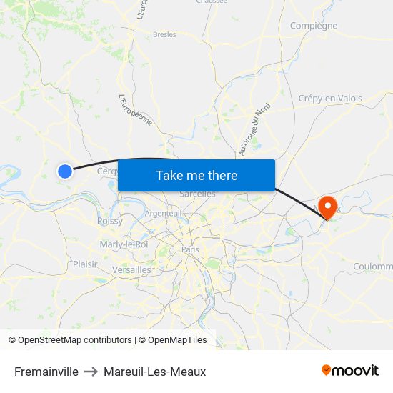Fremainville to Mareuil-Les-Meaux map
