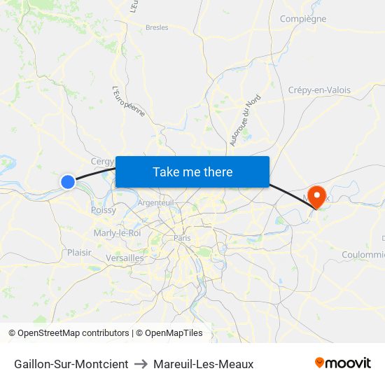 Gaillon-Sur-Montcient to Mareuil-Les-Meaux map