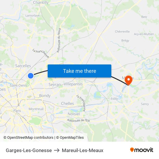 Garges-Les-Gonesse to Mareuil-Les-Meaux map