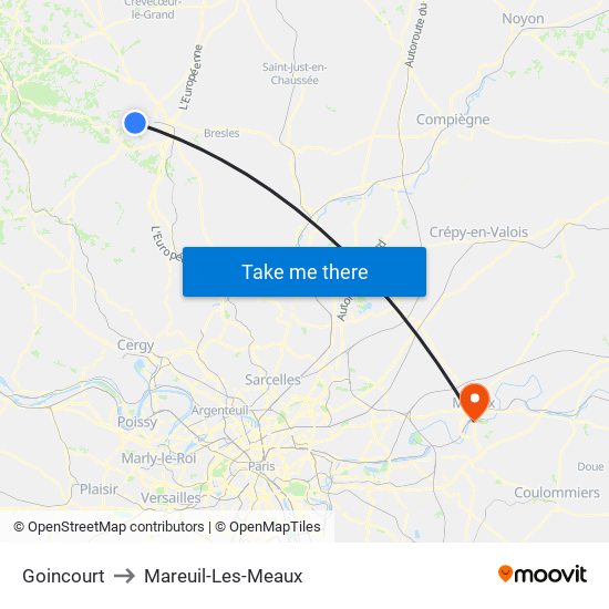 Goincourt to Mareuil-Les-Meaux map