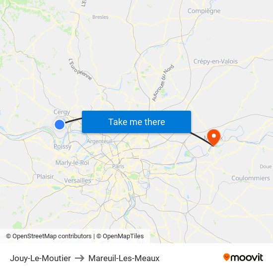 Jouy-Le-Moutier to Mareuil-Les-Meaux map