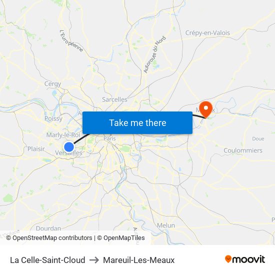La Celle-Saint-Cloud to Mareuil-Les-Meaux map