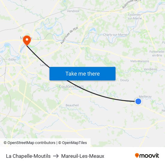 La Chapelle-Moutils to Mareuil-Les-Meaux map