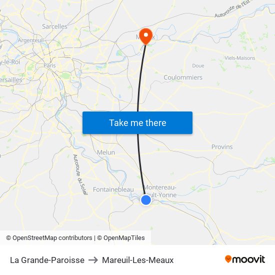 La Grande-Paroisse to Mareuil-Les-Meaux map