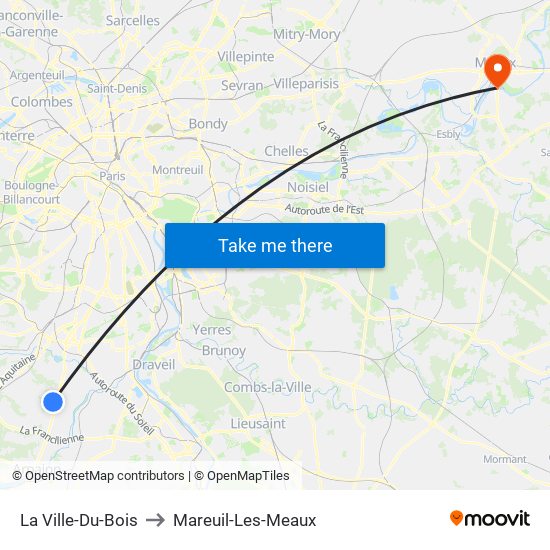 La Ville-Du-Bois to Mareuil-Les-Meaux map