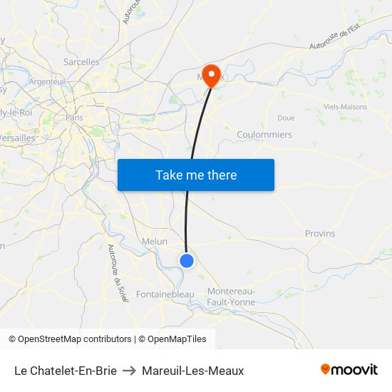 Le Chatelet-En-Brie to Mareuil-Les-Meaux map