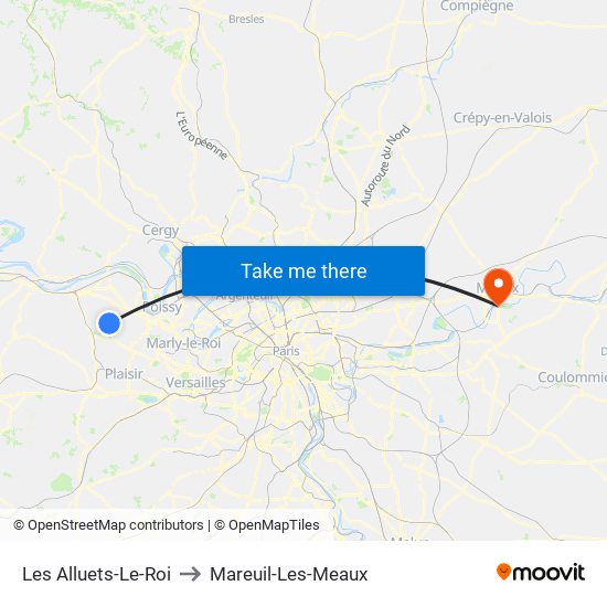 Les Alluets-Le-Roi to Mareuil-Les-Meaux map