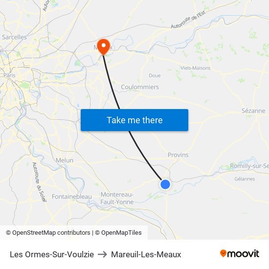 Les Ormes-Sur-Voulzie to Mareuil-Les-Meaux map