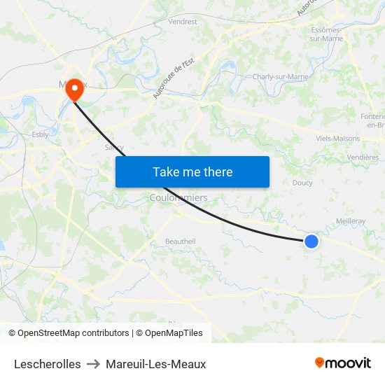 Lescherolles to Mareuil-Les-Meaux map