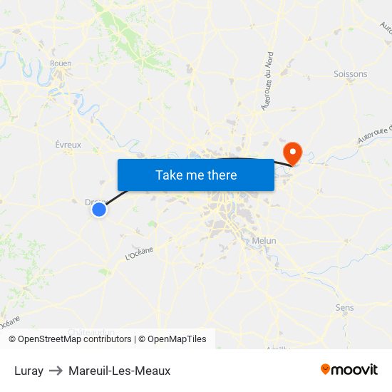 Luray to Mareuil-Les-Meaux map