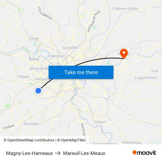 Magny-Les-Hameaux to Mareuil-Les-Meaux map
