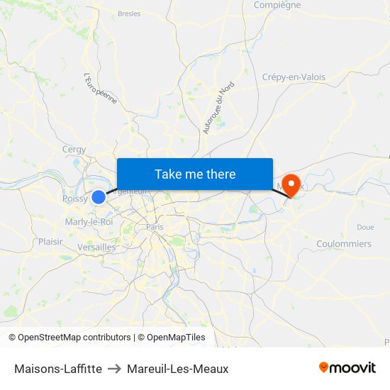 Maisons-Laffitte to Mareuil-Les-Meaux map