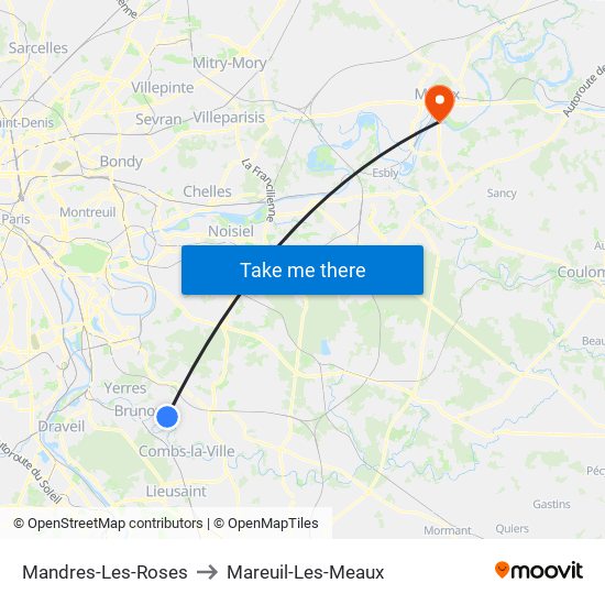 Mandres-Les-Roses to Mareuil-Les-Meaux map
