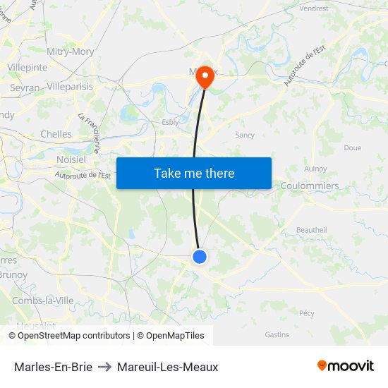 Marles-En-Brie to Mareuil-Les-Meaux map