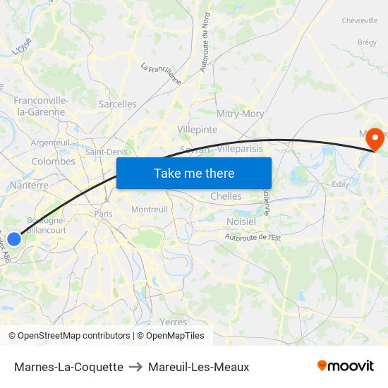 Marnes-La-Coquette to Mareuil-Les-Meaux map
