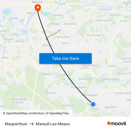 Mauperthuis to Mareuil-Les-Meaux map