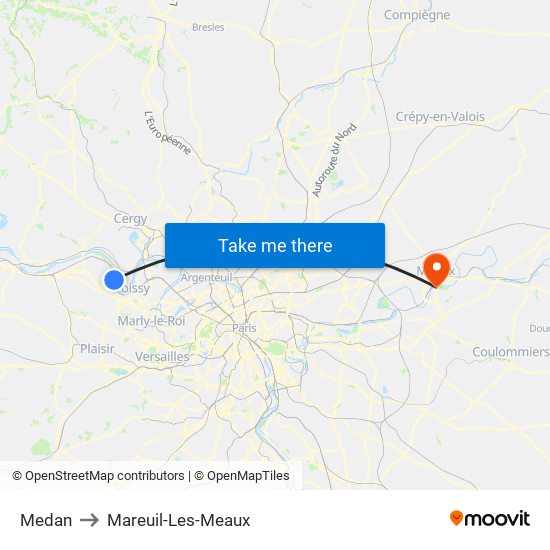 Medan to Mareuil-Les-Meaux map