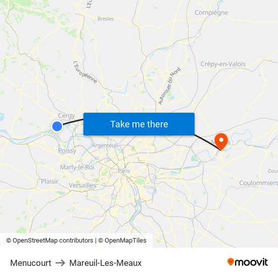 Menucourt to Mareuil-Les-Meaux map