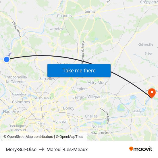 Mery-Sur-Oise to Mareuil-Les-Meaux map