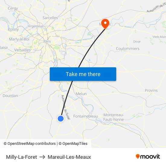 Milly-La-Foret to Mareuil-Les-Meaux map