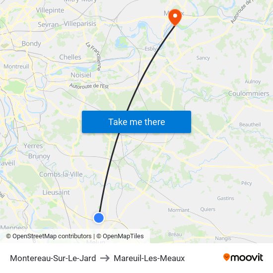 Montereau-Sur-Le-Jard to Mareuil-Les-Meaux map