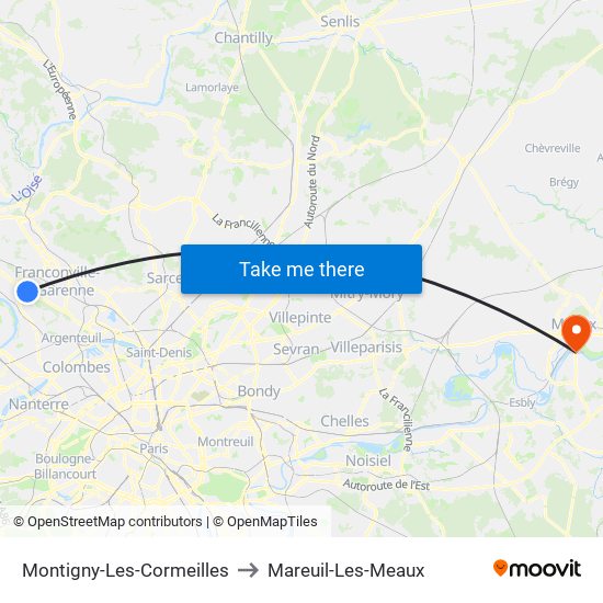 Montigny-Les-Cormeilles to Mareuil-Les-Meaux map