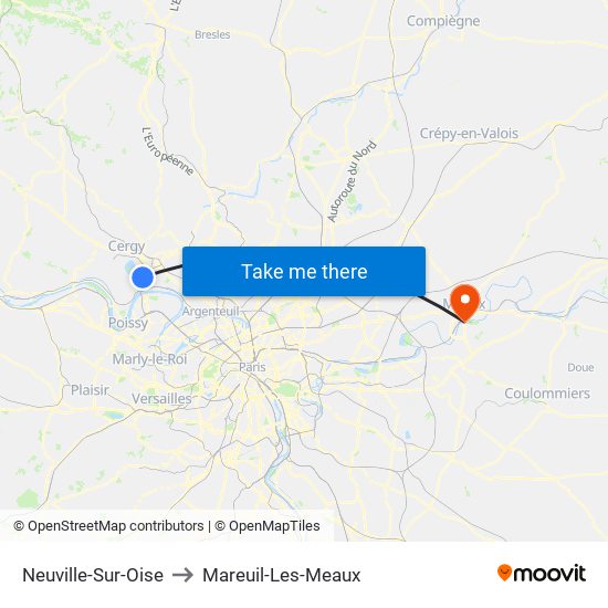 Neuville-Sur-Oise to Mareuil-Les-Meaux map