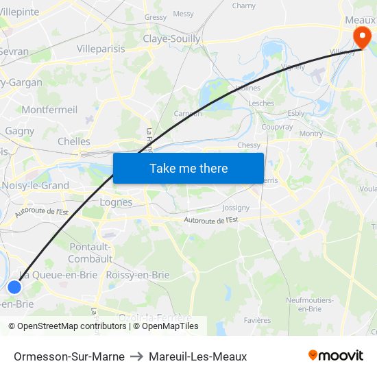 Ormesson-Sur-Marne to Mareuil-Les-Meaux map