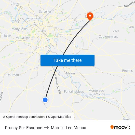 Prunay-Sur-Essonne to Mareuil-Les-Meaux map