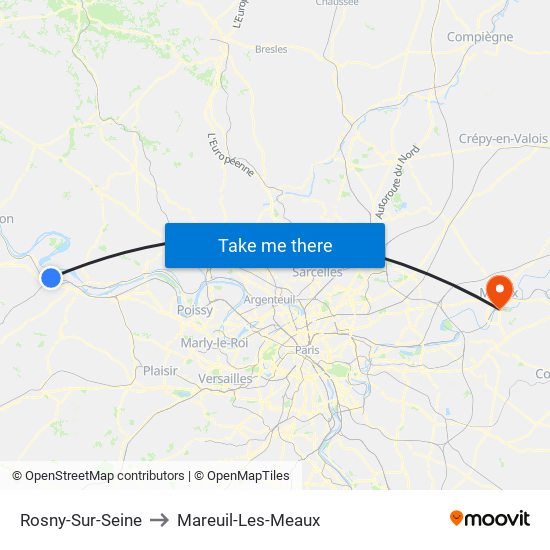 Rosny-Sur-Seine to Mareuil-Les-Meaux map