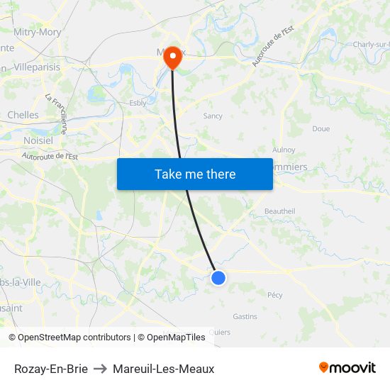 Rozay-En-Brie to Mareuil-Les-Meaux map