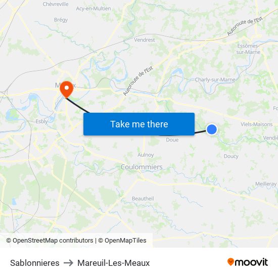 Sablonnieres to Mareuil-Les-Meaux map