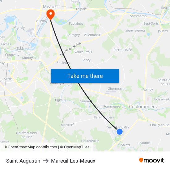 Saint-Augustin to Mareuil-Les-Meaux map