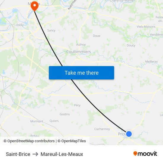 Saint-Brice to Mareuil-Les-Meaux map
