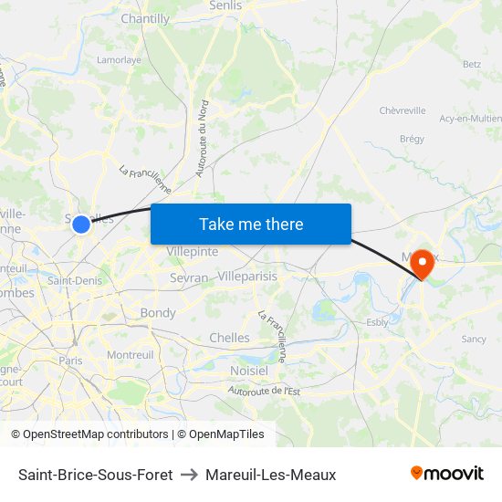 Saint-Brice-Sous-Foret to Mareuil-Les-Meaux map