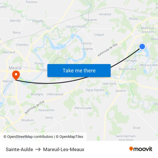 Sainte-Aulde to Mareuil-Les-Meaux map
