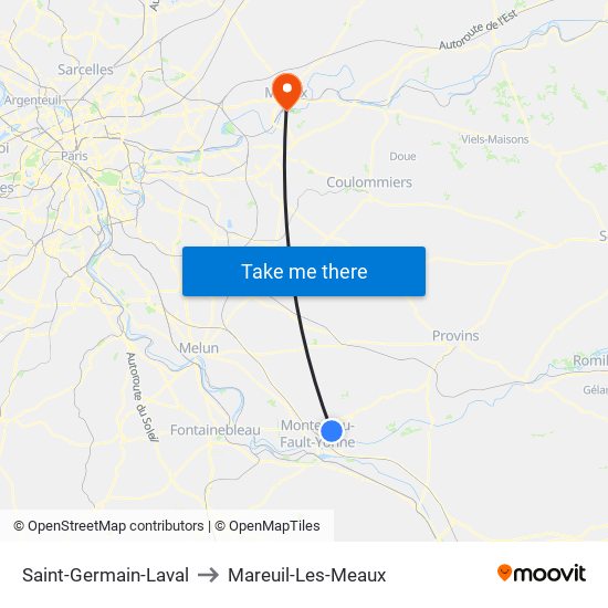Saint-Germain-Laval to Mareuil-Les-Meaux map