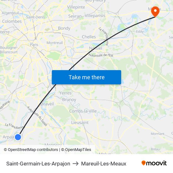 Saint-Germain-Les-Arpajon to Mareuil-Les-Meaux map