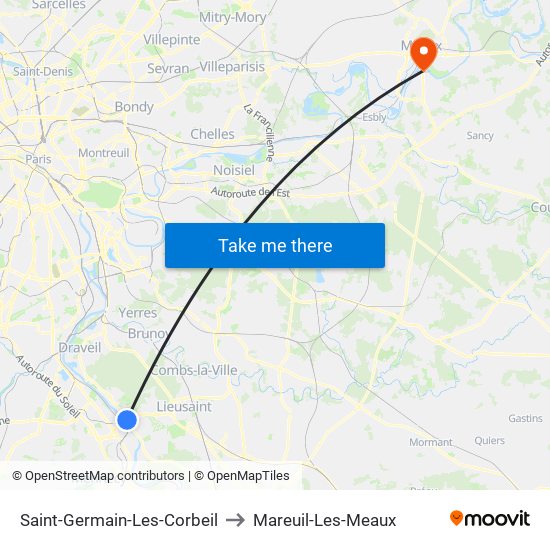 Saint-Germain-Les-Corbeil to Mareuil-Les-Meaux map
