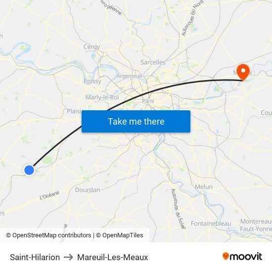 Saint-Hilarion to Mareuil-Les-Meaux map