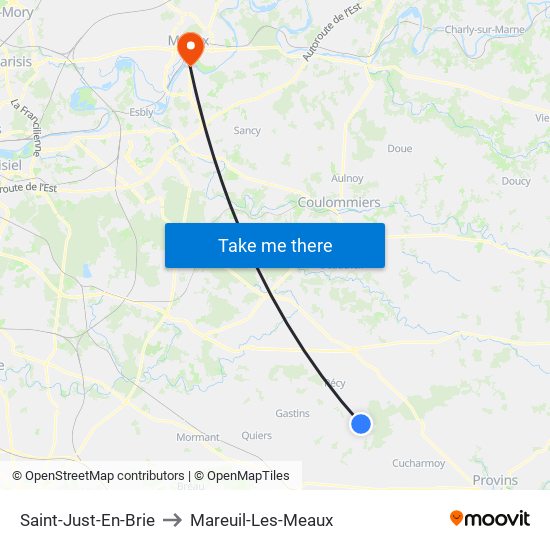 Saint-Just-En-Brie to Mareuil-Les-Meaux map