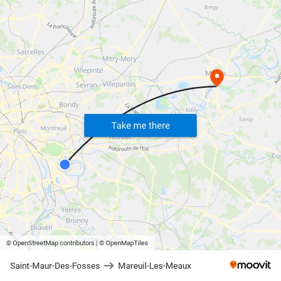 Saint-Maur-Des-Fosses to Mareuil-Les-Meaux map