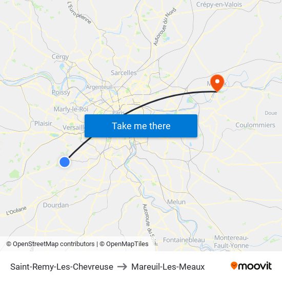 Saint-Remy-Les-Chevreuse to Mareuil-Les-Meaux map