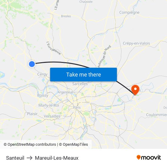 Santeuil to Mareuil-Les-Meaux map