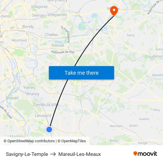 Savigny-Le-Temple to Mareuil-Les-Meaux map