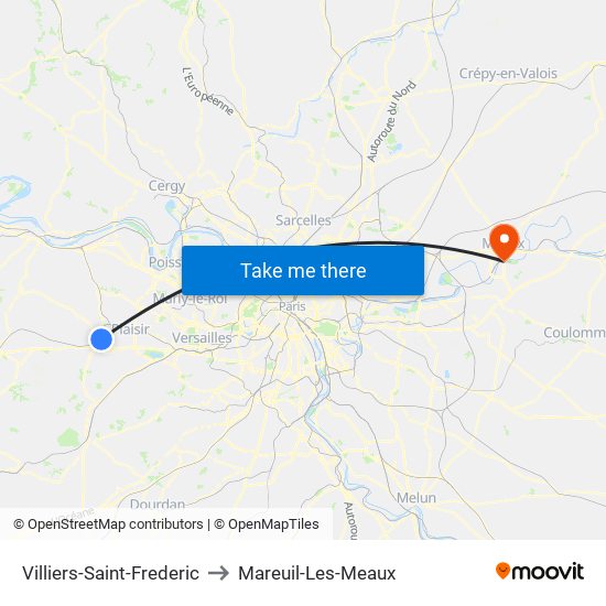 Villiers-Saint-Frederic to Mareuil-Les-Meaux map