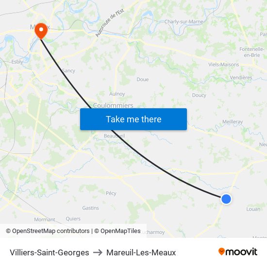 Villiers-Saint-Georges to Mareuil-Les-Meaux map